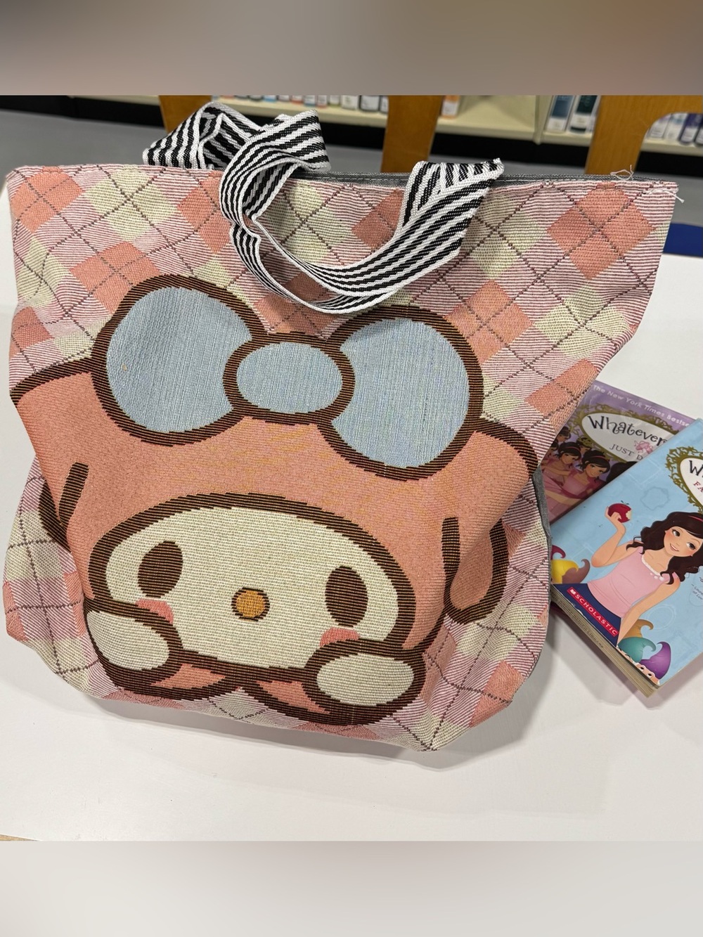 ❗️Kawaii❗️My Melody Tote Bag with Stripe Handle